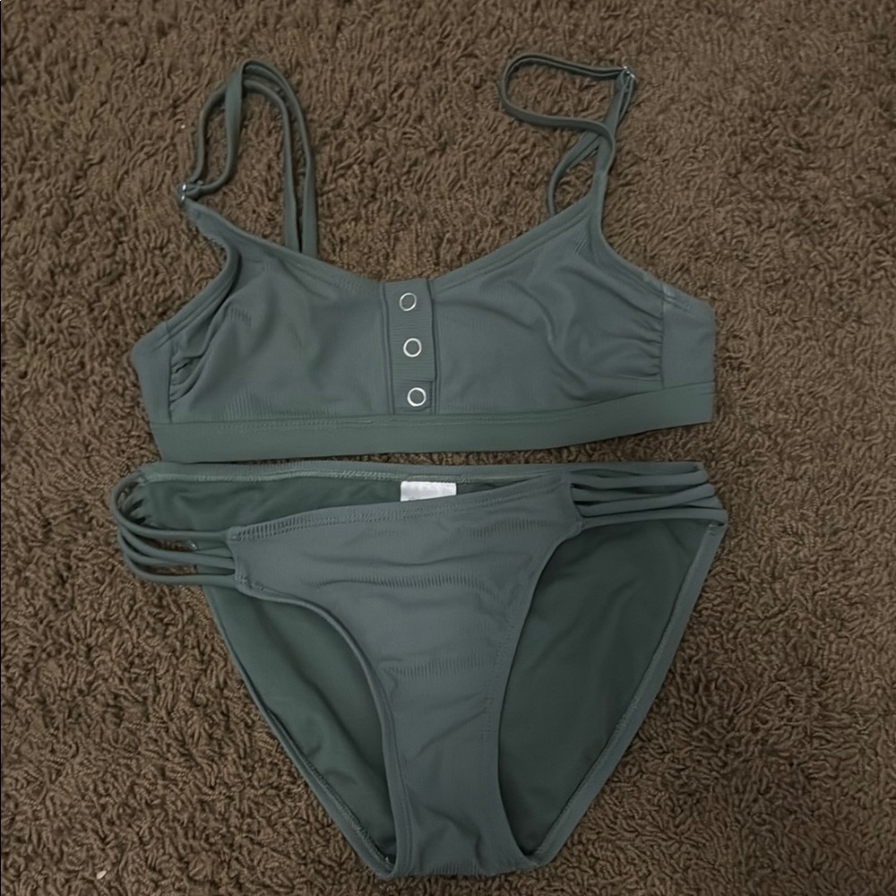 Xhilaration Olive Green Strappy Bikini Set